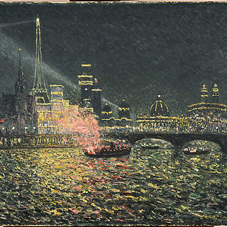 Maximilien Emile Louis Maufra (1861- 1918) dit Maxime MAUFRA Féerie nocturne. Pont d’Iéna. Exposition universelle Paris 1900, 1900 Huile sur toile