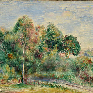 Pierre-Auguste Renoir (1841-1919) dit Auguste Renoir Paysage, vers 1890 Huile sur papier marouflé sur toile sur bois