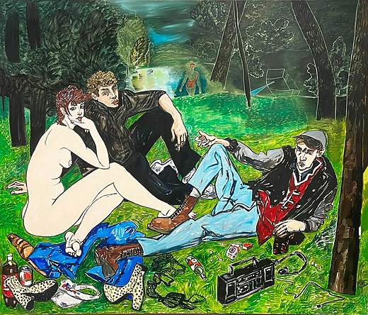 Vincent Bioulès, Le Déjeuner sur l'herbe, 220 x 210 cm Déjeunons sur l'herbe, l'expo - Sète